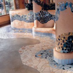 Broken Mosaic mural using Natural Hues glazed tile, smooth and abrasive